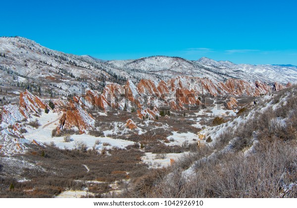 Red Sandstone Rock Formations Snow Colorados Stock Photo Edit Now