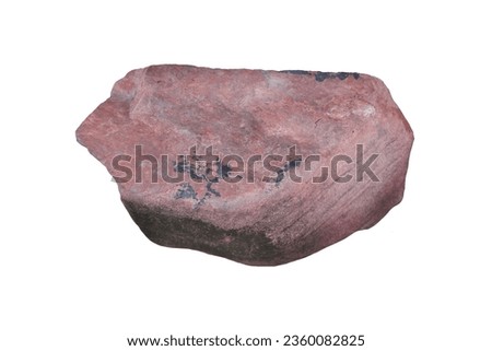 Red sandstone rock isolated on white background.