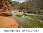 Red sandstone rocks in Oak Creek Canyon near Sedona Arizona