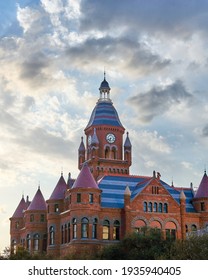 Red Sandstone with Rusticated Marble Building in the Richardsonian Romanesque Style  Architecture in Dallas Texas