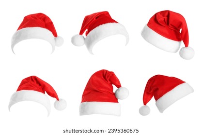 Red Santa Claus hat isolated on white, set - Powered by Shutterstock