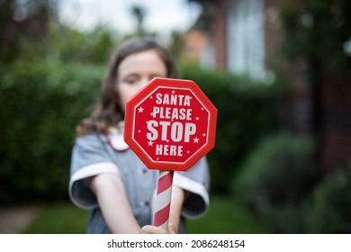 Red Santa Stop Here Sign