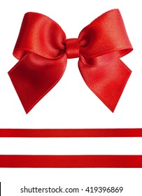 Red Satin Bow And Ribbon Isolated On White