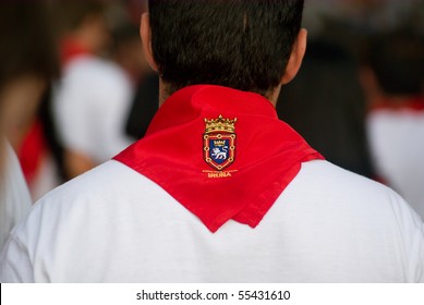 Red Scarf In The Crowd At The San Fermin Festival Pamplona