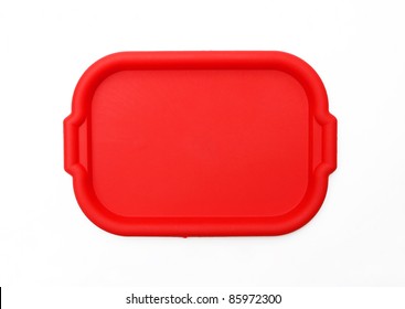 Red School Lunch Serving Tray / Plate Isolated On White Background