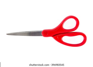 Red scissors isolated on white background - Shutterstock ID 396983545