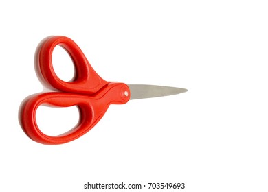 Red scissors are used to cut paper or cloth. On a white background - Shutterstock ID 703549693