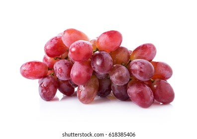 Red Seedless Grapes Isolated On White Background