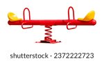 Red seesaw isolated on white background with clipping path