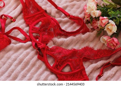 Red Sexy Lingerie, Female Underwear, Lifestyle Staging