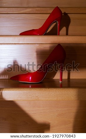 Red shoes woman. Woman shoes. 