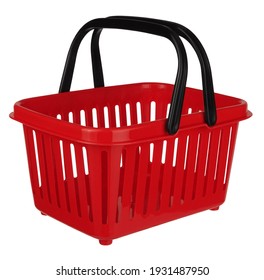 Red Shopping Basket Isolated On White Background