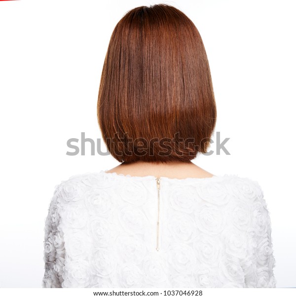 Red Short Hair Model Back View Stock Photo Edit Now 1037046928