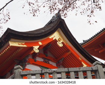 The Red Shrine In The Winter And Different  People In The Same Place