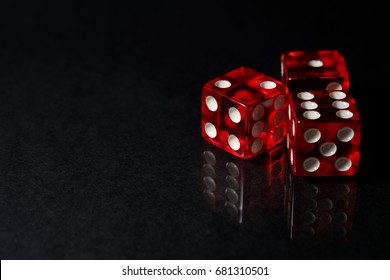 Red Sic Bo Game Dice With Black Background