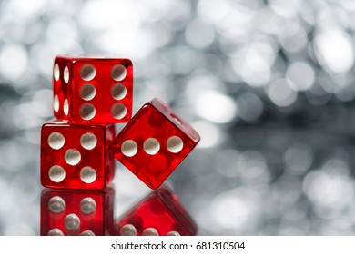 Red Sic Bo Game Dice With Sparkling Background