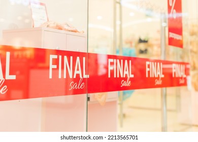 Red sign in front of shop saying Final Sale.Black Friday Sale red price tag in shopping cente. Shopping, sale, discount concept.sign on a window of a shop.Christmas season - Shutterstock ID 2213565701