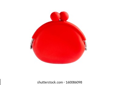 Red Silicone Coin Purse Isolated Over White