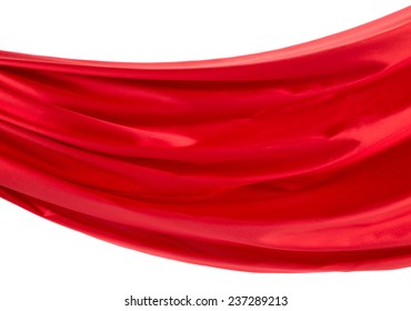 Red Silk Drapery. Isolated As A Whole Background. 