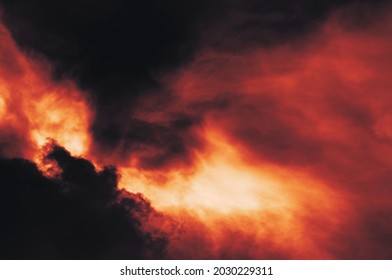 The red sky background looked like smoke and fire. bomb Violent explosion.