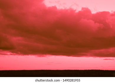 Red sky and clouds. Background and texture