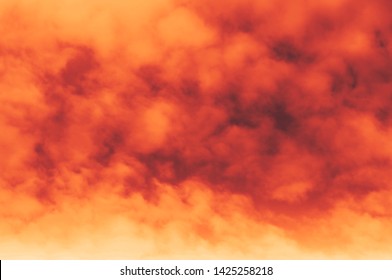 The Red Sky Looked Like Smoke And Fire. Bomb Violent Explosion