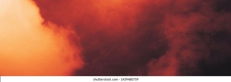 The red sky looked like smoke and fire. bomb Violent explosion
