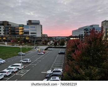 Red Sky Sunrise At Hospital In Chapel Hill, NC