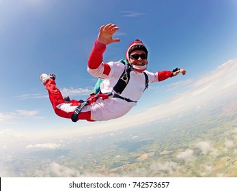 Red Skydiver Classic Position Free Fall
