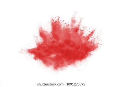 Red smoke or fog color isolated on transparent white background. Abstract pink powder explosion with particles. Colorful dust cloud explode, paint holi, mist smog effect.  - Shutterstock ID 1891275595