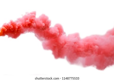 Red Smoke, Isolated On White Background.