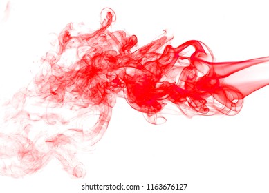 Red smoke on a white background, Abstract red smoke.