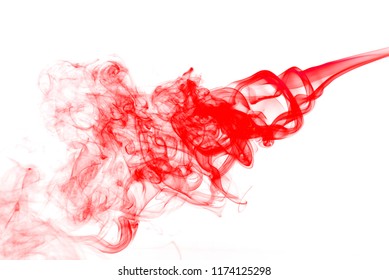 Red smoke on a white background, Abstract red smoke.