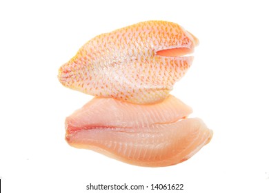 Red Snapper Fish Fillets Isolated On White