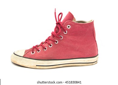 Red Sneakers Isolated On White Background.