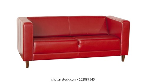 Red Sofa (couch) Isolated On White