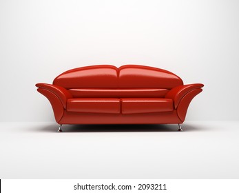 Red Sofa Isolated On White Background