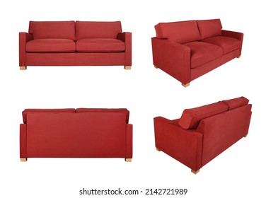 Red Sofa On White Isolated Background