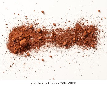 Red Soil Isolated On White Background. Pile Of Dirt And Stones. Top View Of A Heap Of Ground. Close Up Macro View 