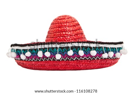 Red sombrero isolated on white background