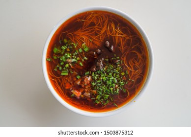 Red Soup Has A Little Spicy Chinese Mianyang Rice Noodles Sichuan Delicious