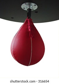 Red Speed Bag (punching Bag), Isolated On White Background