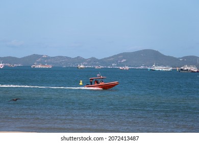 Red Speed Boat In The Sea