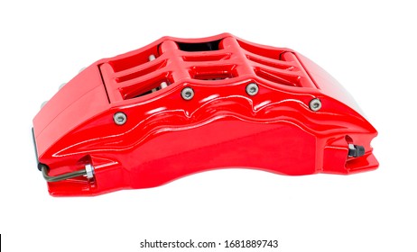 red sports brake caliper for tuning the brake system of a serial and racing car