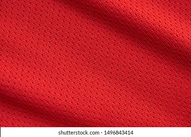 Red Sports Clothing Fabric Football Jersey Texture Close Up