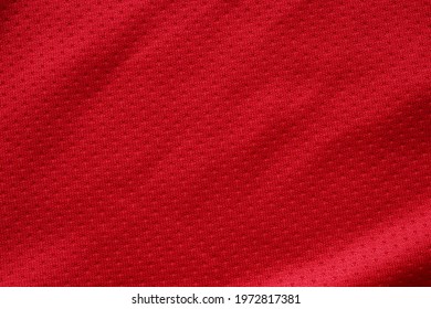 Red Sports Clothing Fabric Football Shirt Jersey Texture Close Up