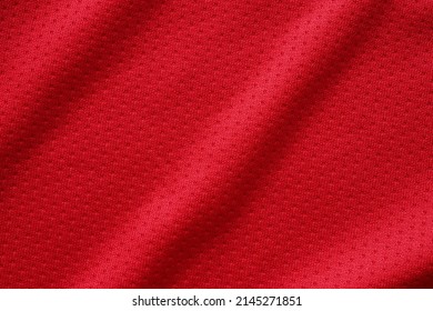 Red Sports Clothing Fabric Football Shirt Jersey Texture Close Up