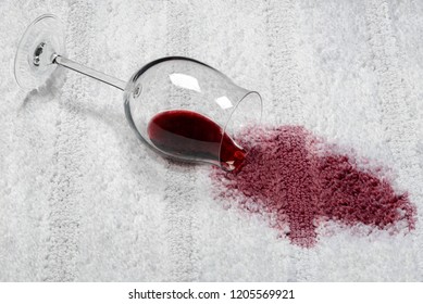 Red spot from leaked fallen wine glass