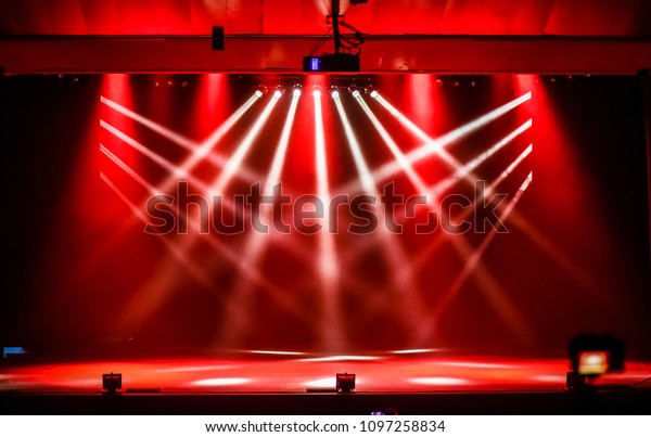 Red Spotlights On Stage Background Theater Stock Photo Edit Now
