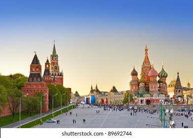 Red Square, Moscow (Russia) At Sunset